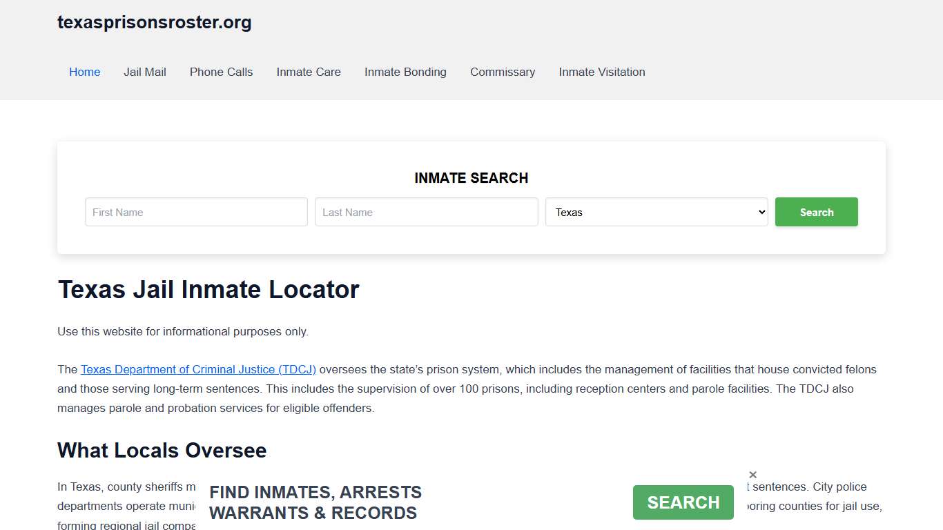 Texas Jail Inmate Search - TX DOC Prison Locator