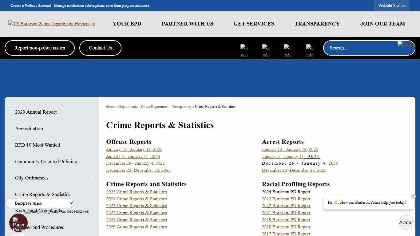 Crime Reports & Statistics Burleson, TX - Official Website